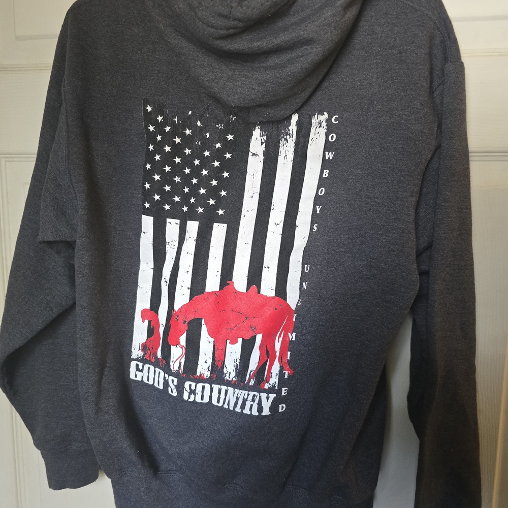 Gray Hoodie with Red Graphic